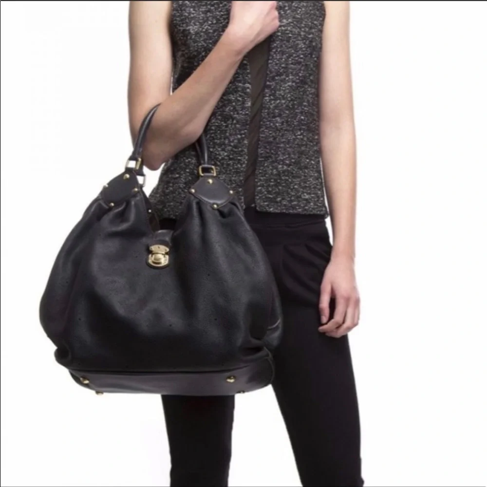 Louis Vuitton Black Monogram Hobo with Gold Hardware Mahina CL
